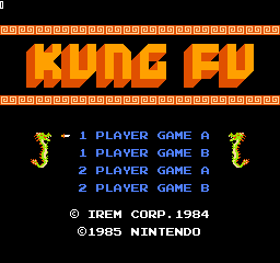 Kung Fu title screen for NES